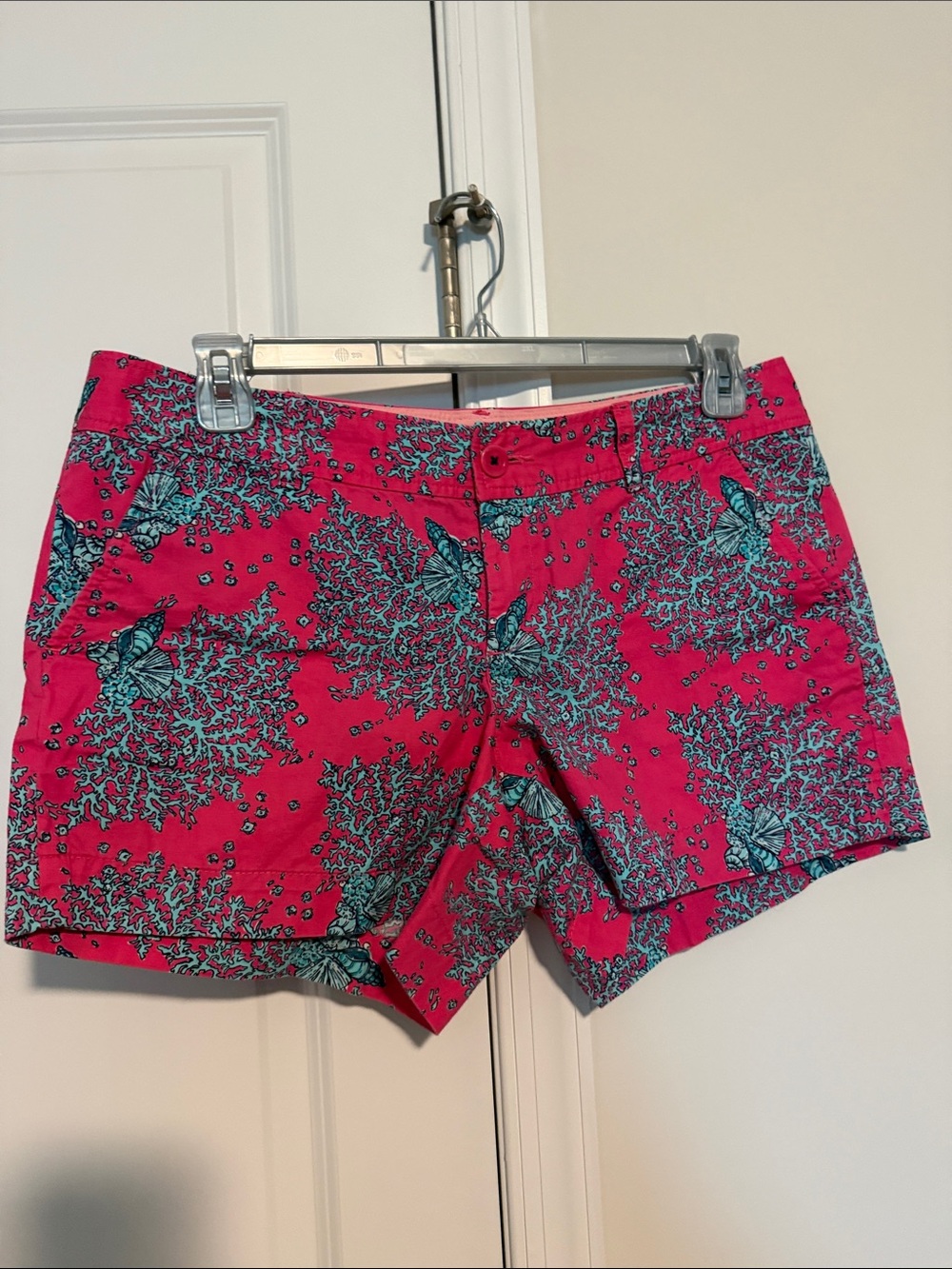 Lilly Pulitzer Hot Pink Shorts with Turquoise Coral Print